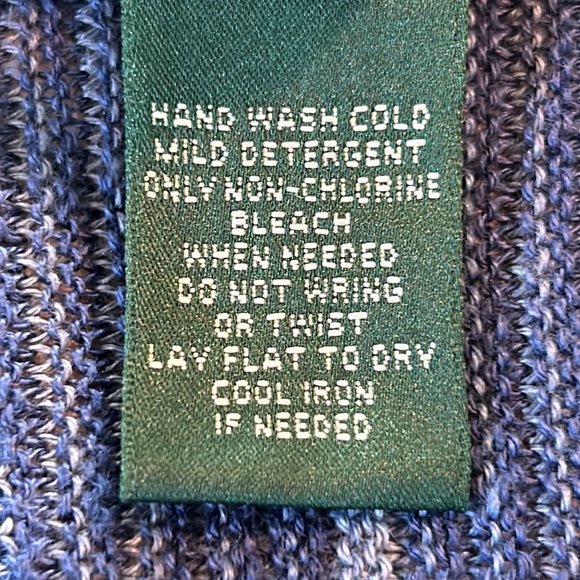 Lauren Ralph Lauren Striped Southwest Blue Linen Open Front Cardigan Sweater - Picture 7 of 9